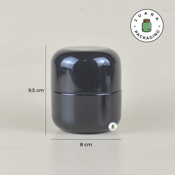 Jar Tin Can Bentuk Kapsul Hitam Glossy - Image 5