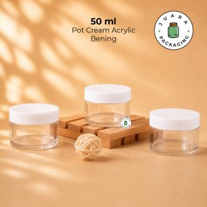 Pot Cream Acrylic 50ml Tebal Tutup Putih