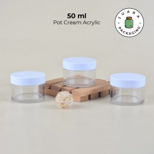 Pot Cream Acrylic 50ml Tebal Tutup Putih