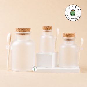 Botol Acrylic Bulat Tutup Gabus Dengan Sendok Kayu