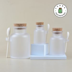 Botol Acrylic Bulat Tutup Gabus Dengan Sendok Kayu