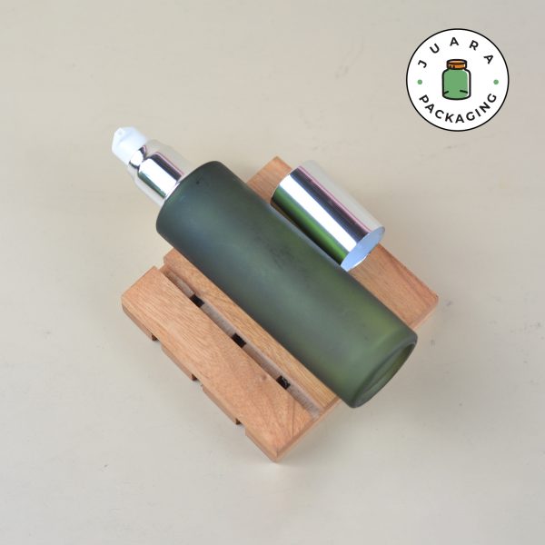 Botol Kaca Hijau Pump Silver - 100 ml - Image 3