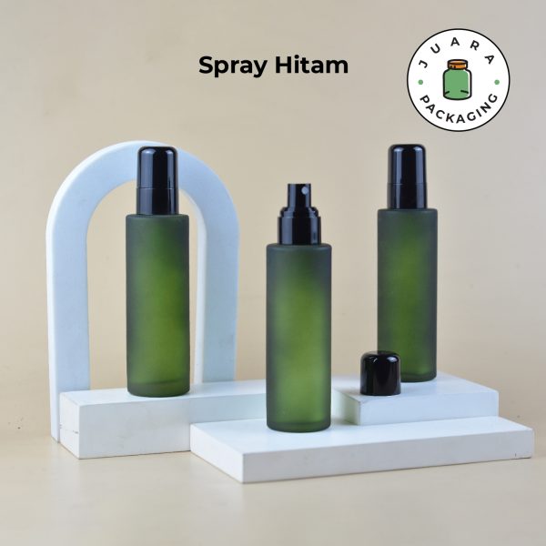 Botol Kaca Hijau Spray Hitam - 100 ml