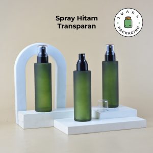 Botol Kaca Hijau Spray Hitam Transparan - 100 ml