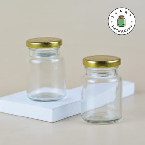 Jar Kaca Bulat Tutup Gold - 100 ml