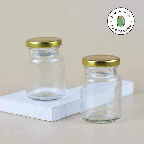 Jar Kaca Bulat Tutup Gold - 100 ml