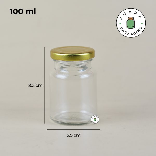 Jar Kaca Bulat Tutup Gold - 100 ml - Image 2