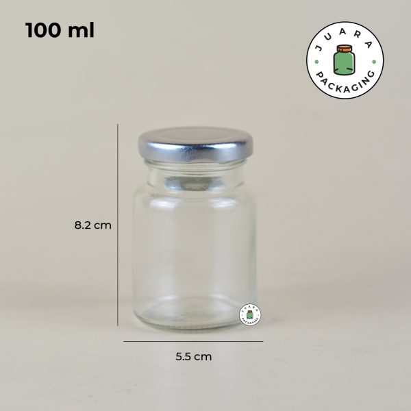 Jar Kaca Bulat Tutup Silver - 100 ml - Image 3