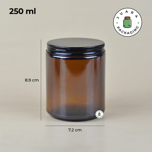 Pot Kaca Amber Tutup Aluminium Silver - 250 ml - Image 3