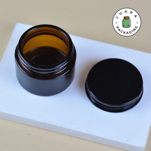 Pot Cream Kaca Amber Tutup Hitam - 50 ml - Image 3