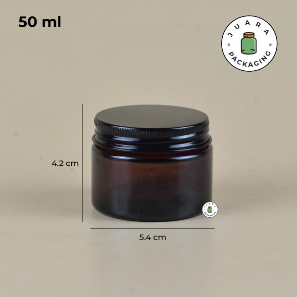 Pot Cream Kaca Amber Tutup Hitam - 50 ml - Image 5