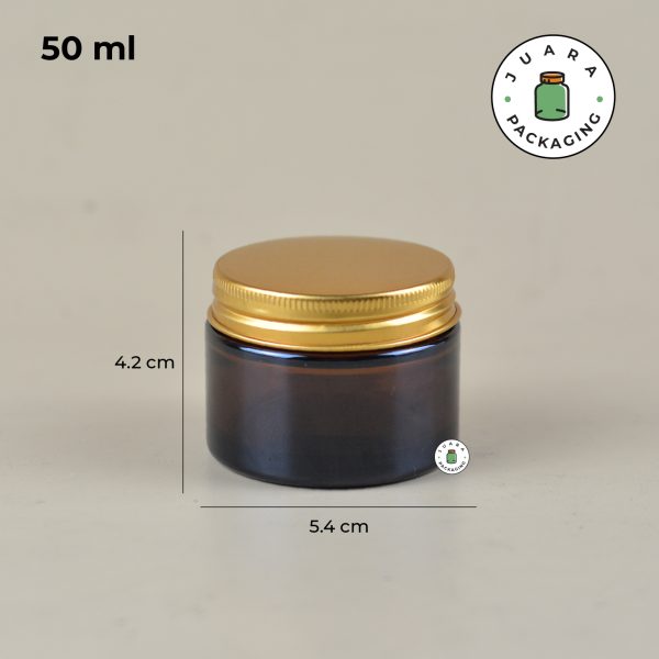Pot Cream Kaca Amber Tutup Gold - 50 ml - Image 5