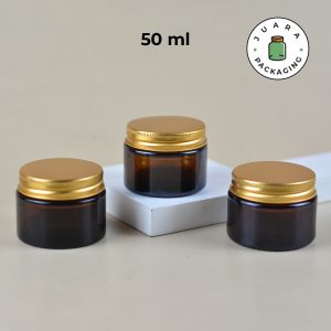 Pot Cream Kaca Amber Tutup Gold - 50 ml