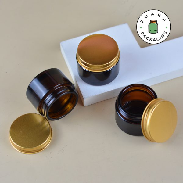 Pot Cream Kaca Amber Tutup Gold - 50 ml - Image 2