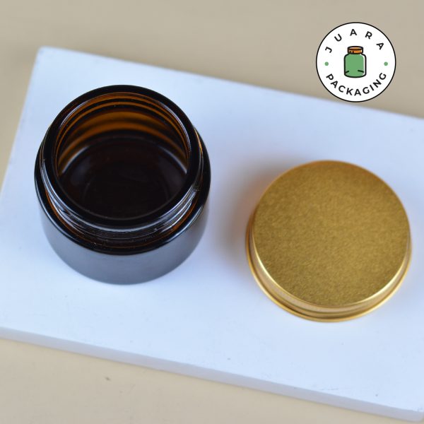 Pot Cream Kaca Amber Tutup Gold - 50 ml - Image 3