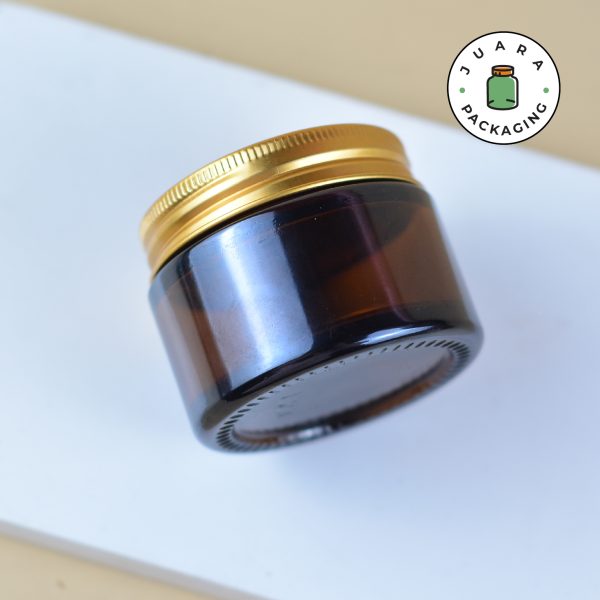 Pot Cream Kaca Amber Tutup Gold - 50 ml - Image 4