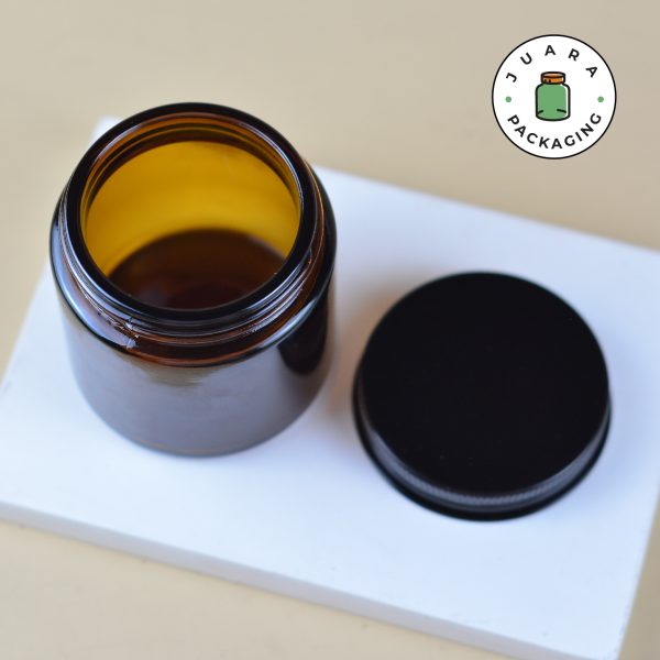 Pot Cream Kaca Amber Tutup Hitam - 100 ml - Image 3