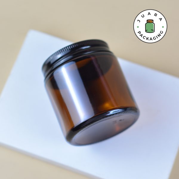 Pot Cream Kaca Amber Tutup Hitam - 100 ml - Image 4