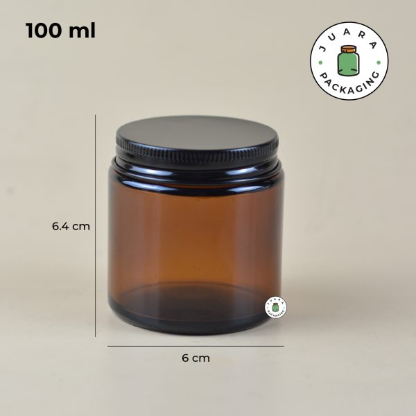 Pot Cream Kaca Amber Tutup Hitam - 100 ml - Image 5