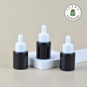 Botol Pipet Kaca  Hitam Tutup Putih - 20 ml