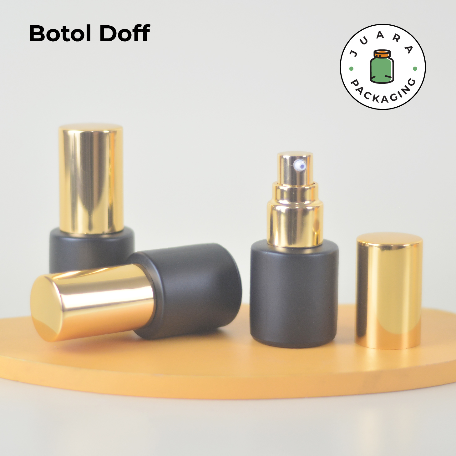 Botol Kaca Hitam Tutup Pump Gold Tutup Silinder - 20ml - Image 6