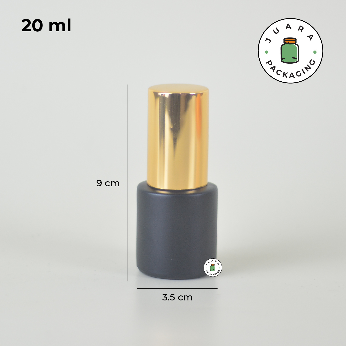 Botol Kaca Hitam Tutup Pump Gold Tutup Silinder - 20ml - Image 4