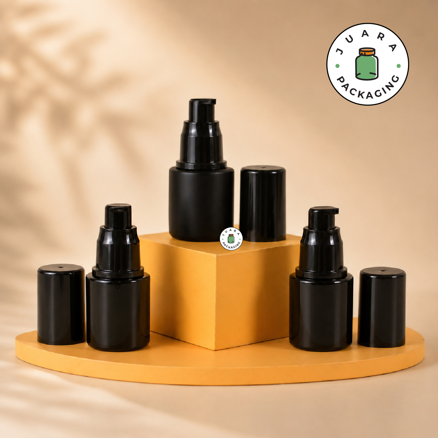 Botol Kaca Hitam Tutup Pump Hitam Tutup Silinder - 20ml - Image 2