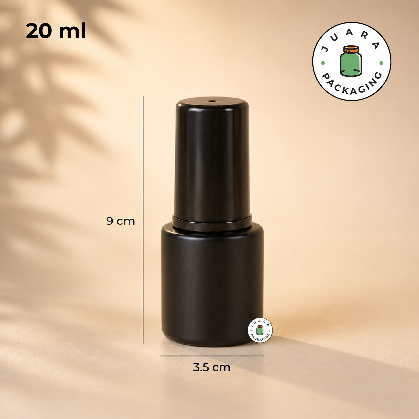 Botol Kaca Hitam Tutup Pump Hitam Tutup Silinder - 20ml - Image 3