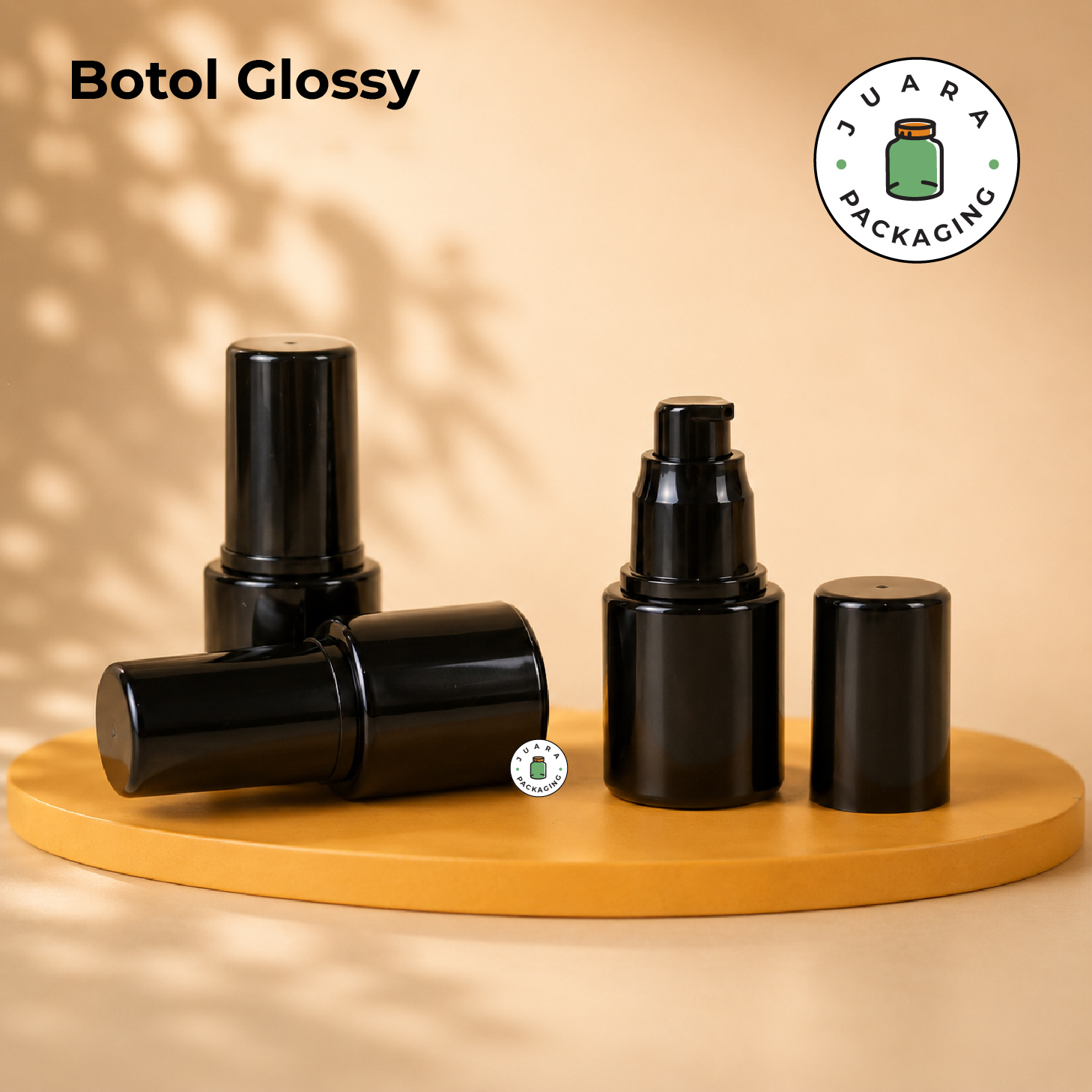 Botol Kaca Hitam Tutup Pump Hitam Tutup Silinder - 20ml - Image 5