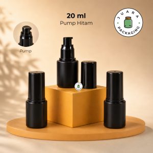 Botol Kaca Hitam Tutup Pump Hitam Tutup Silinder - 20ml