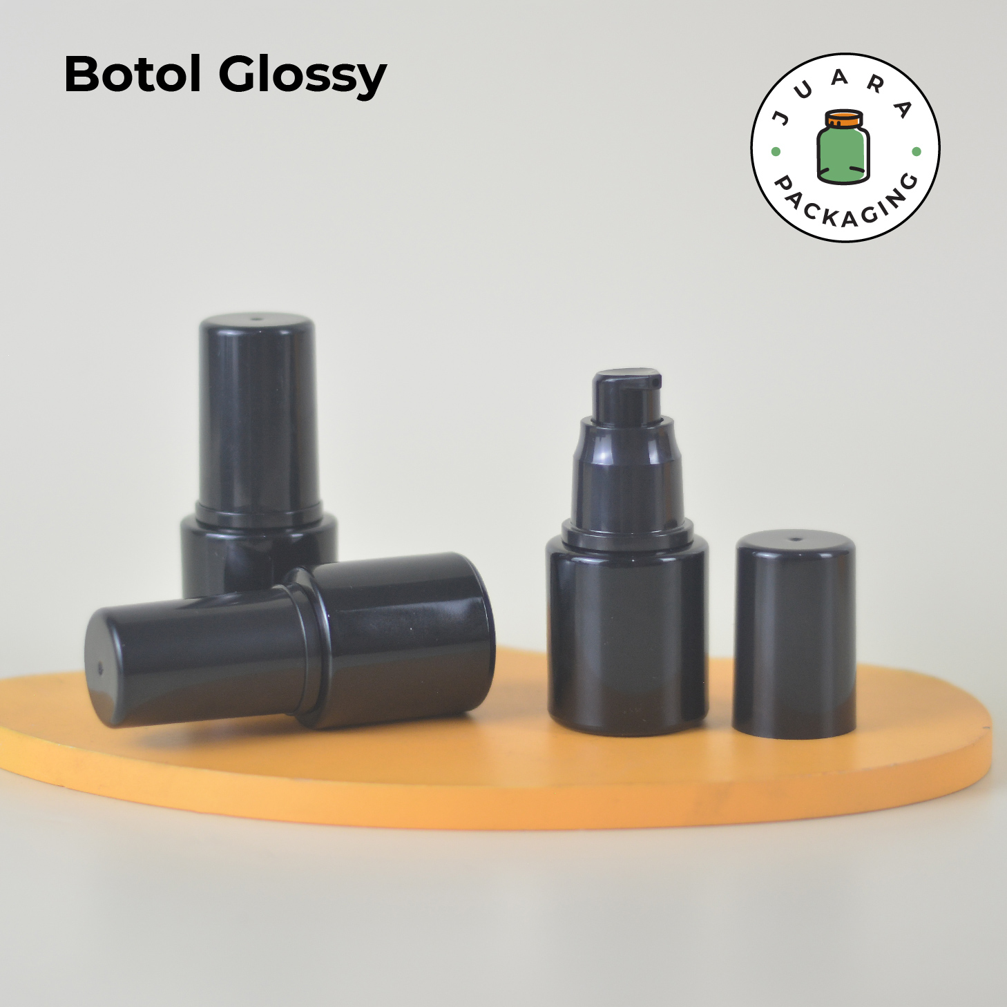 Botol Kaca Hitam Tutup Pump Hitam Tutup Silinder - 20ml - Image 6