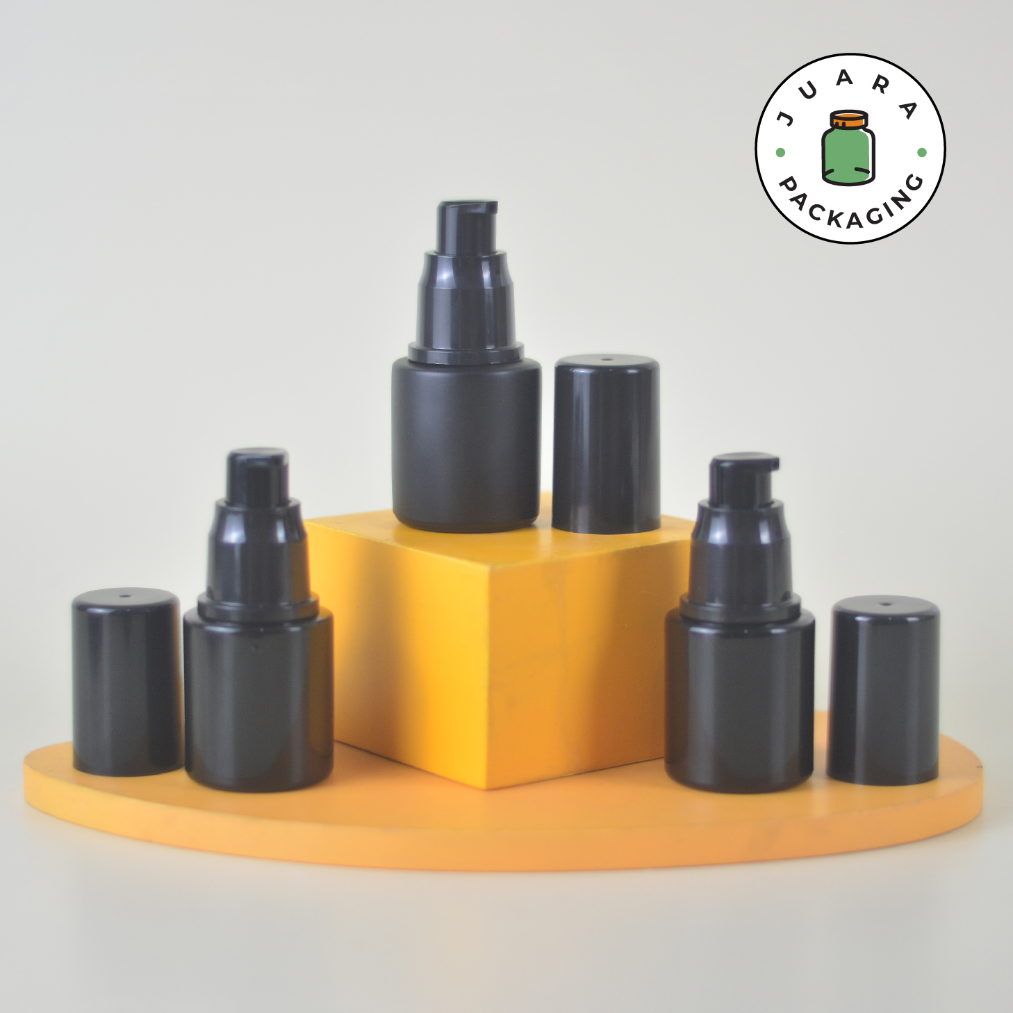 Botol Kaca Hitam Tutup Pump Hitam Tutup Silinder - 20ml - Image 3