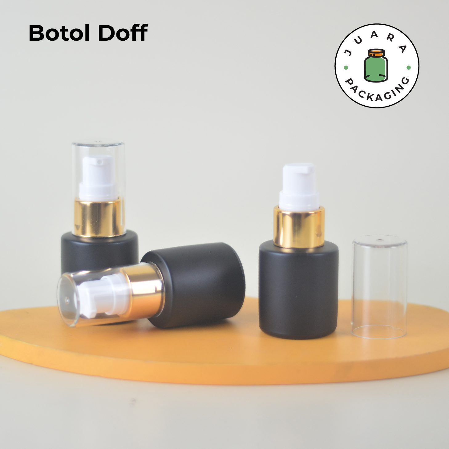 Botol Kaca Hitam Tutup Pump Gold Tutup Transparan - 20ml - Image 4