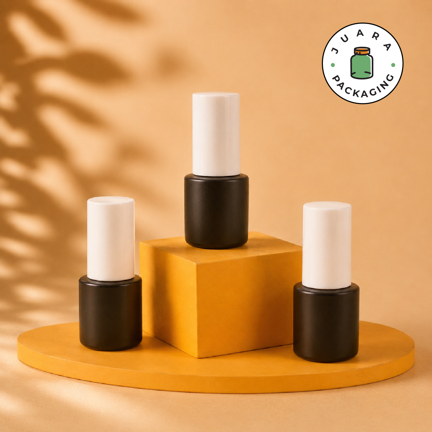 Botol Kaca Hitam Tutup Pump Putih Silinder Tinggi - 20ml - Image 3