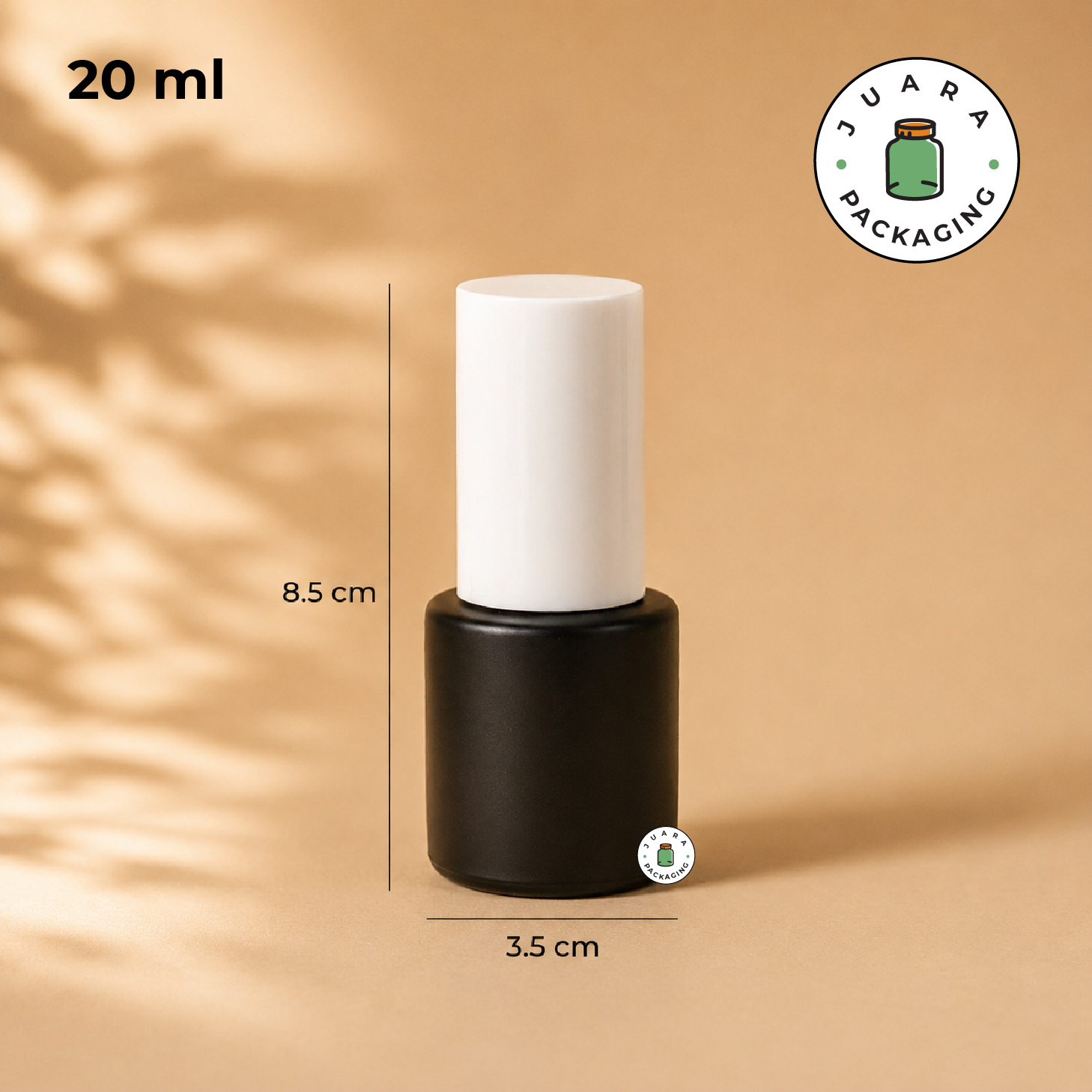 Botol Kaca Hitam Tutup Pump Putih Silinder Tinggi - 20ml - Image 4