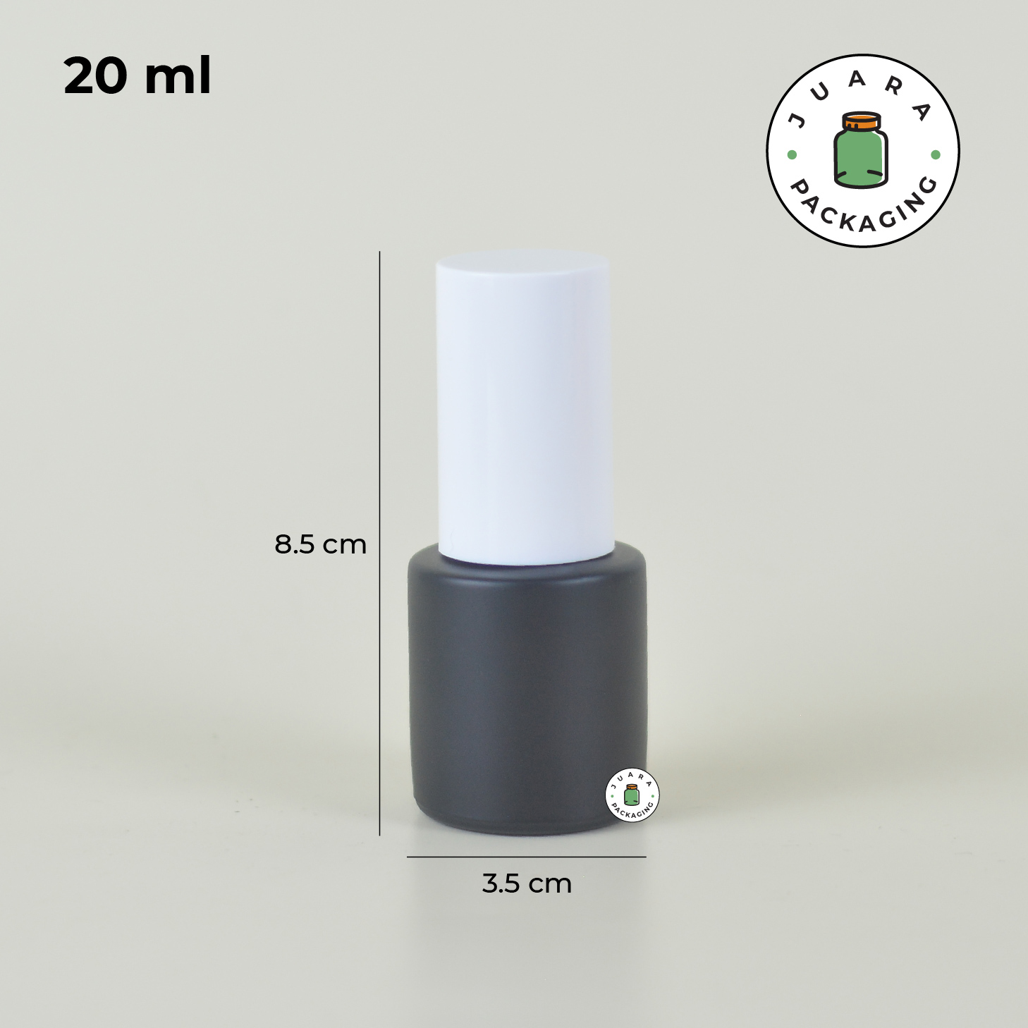 Botol Kaca Hitam Tutup Pump Putih Silinder Tinggi - 20ml - Image 4
