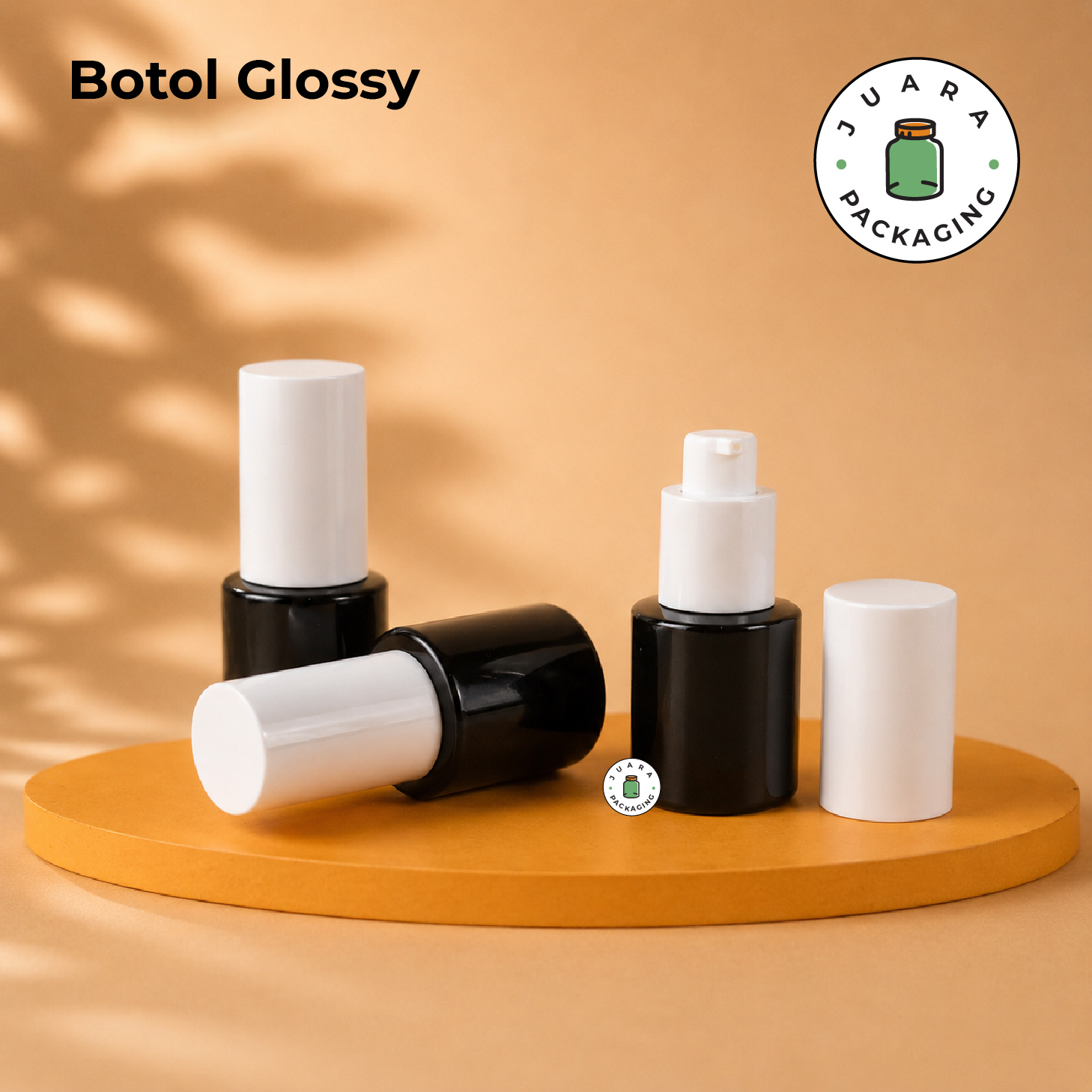 Botol Kaca Hitam Tutup Pump Putih Silinder Tinggi - 20ml - Image 6