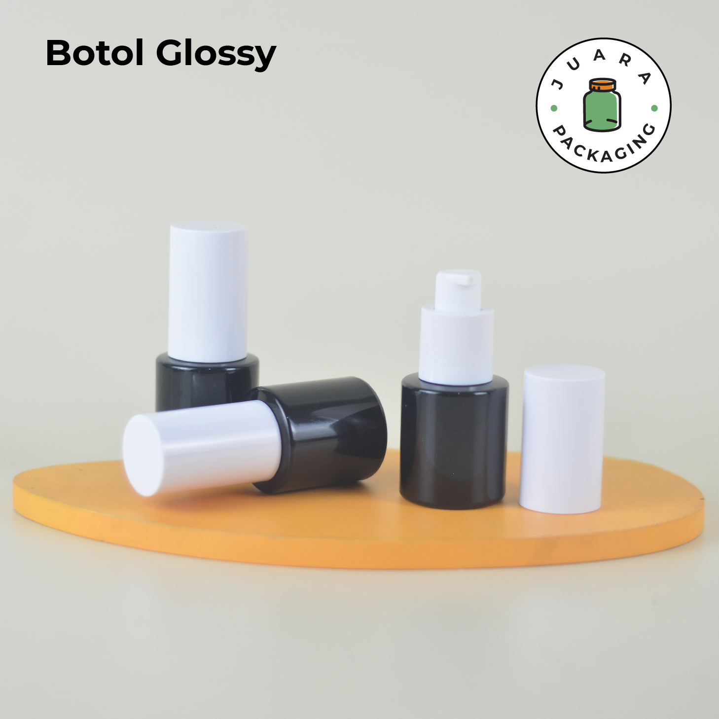 Botol Kaca Hitam Tutup Pump Putih Silinder Tinggi - 20ml - Image 6