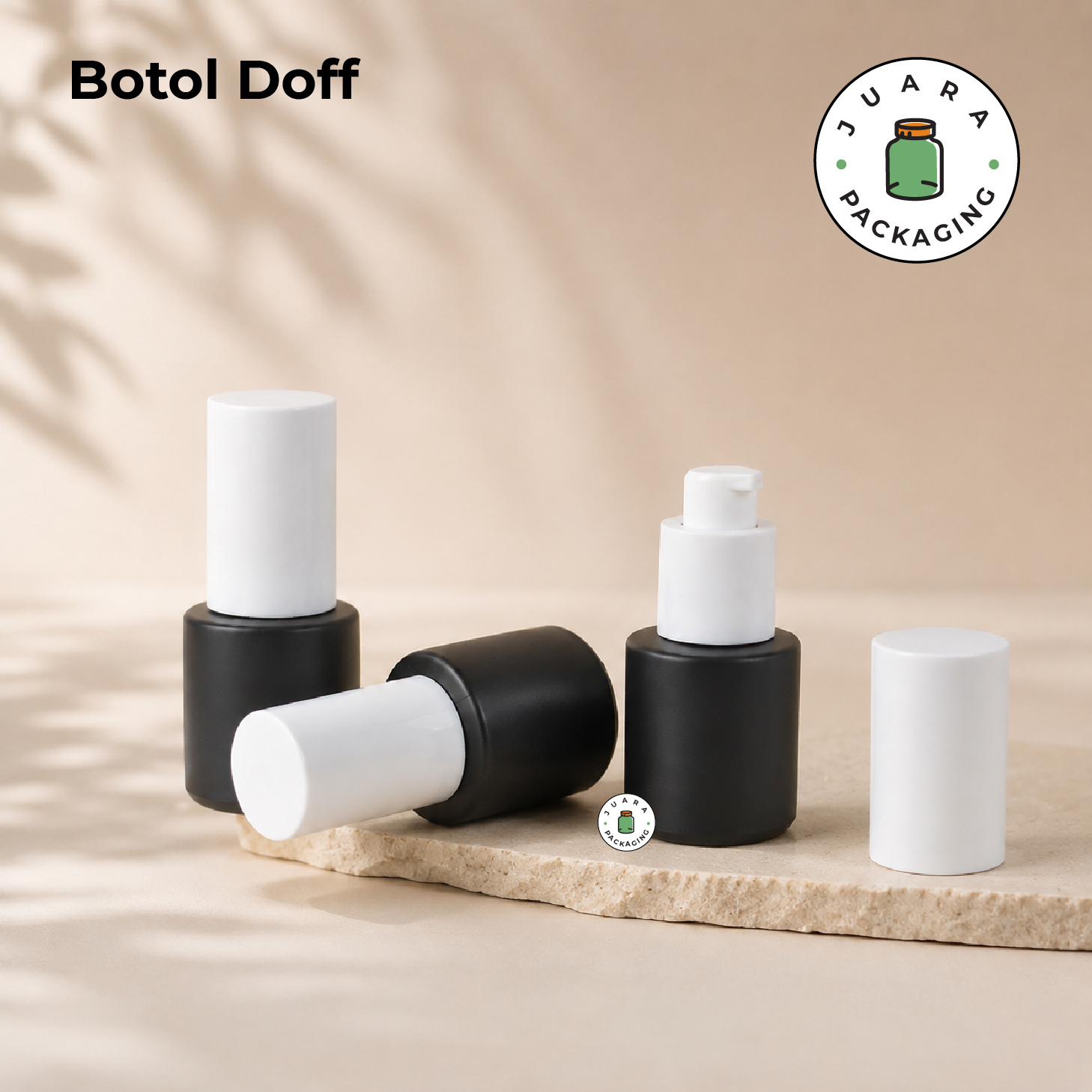 Botol Kaca Hitam Tutup Pump Putih Silinder Tinggi - 20ml - Image 7