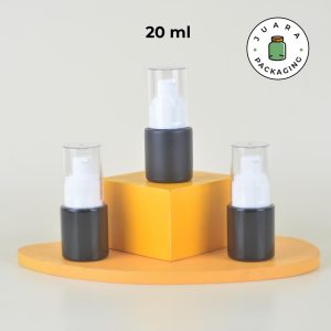 Botol Kaca Hitam Tutup Pump Putih Transparan - 20ml