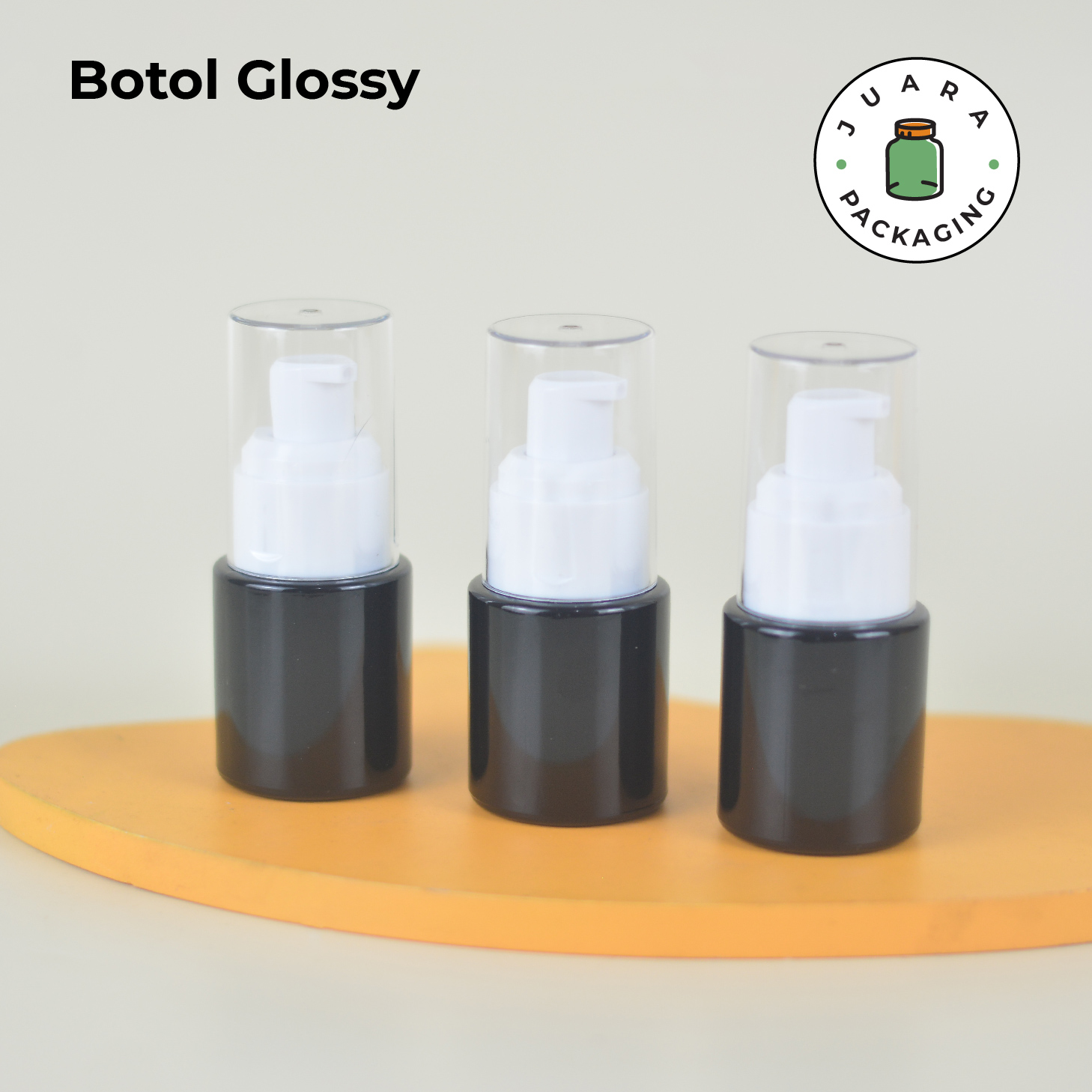 Botol Kaca Hitam Tutup Pump Putih Transparan - 20ml - Image 5