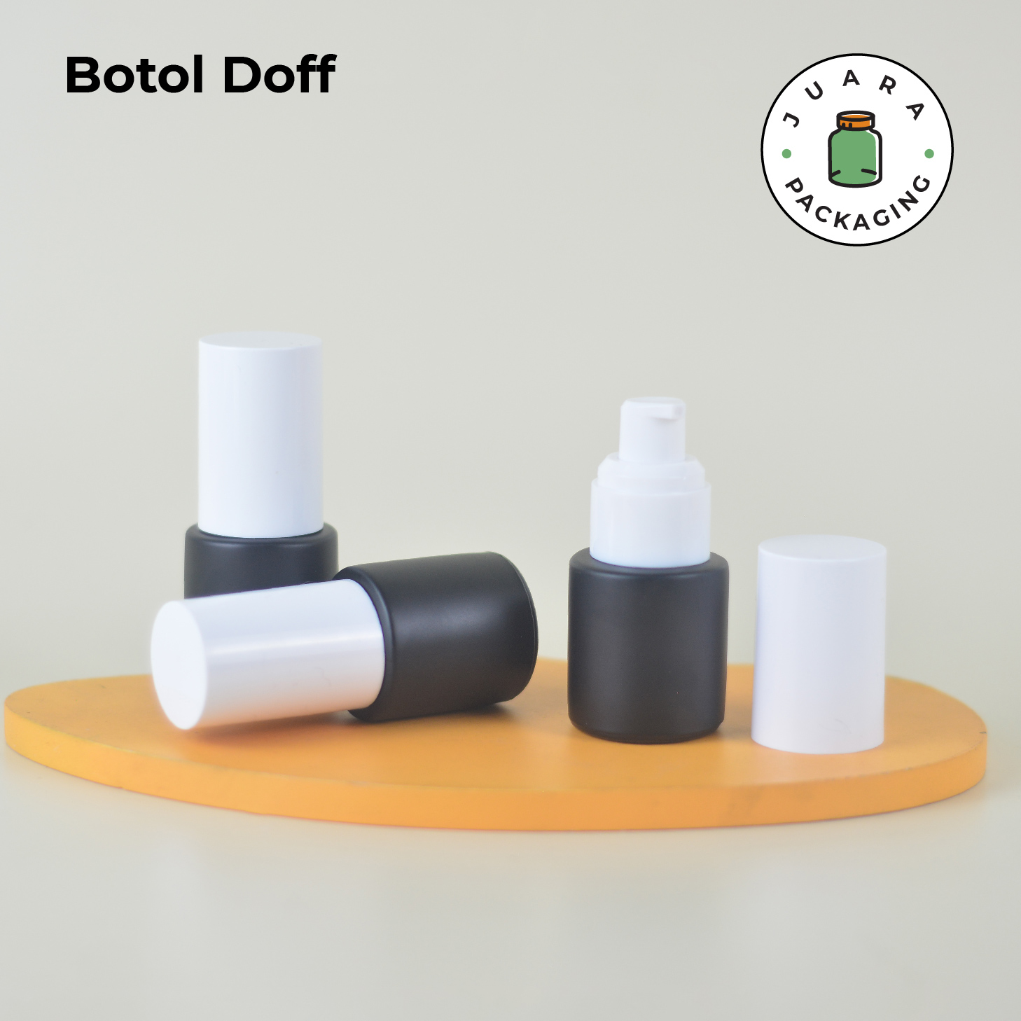 Botol Kaca Hitam Tutup Pump Putih Silinder - 20ml - Beauty Products Store