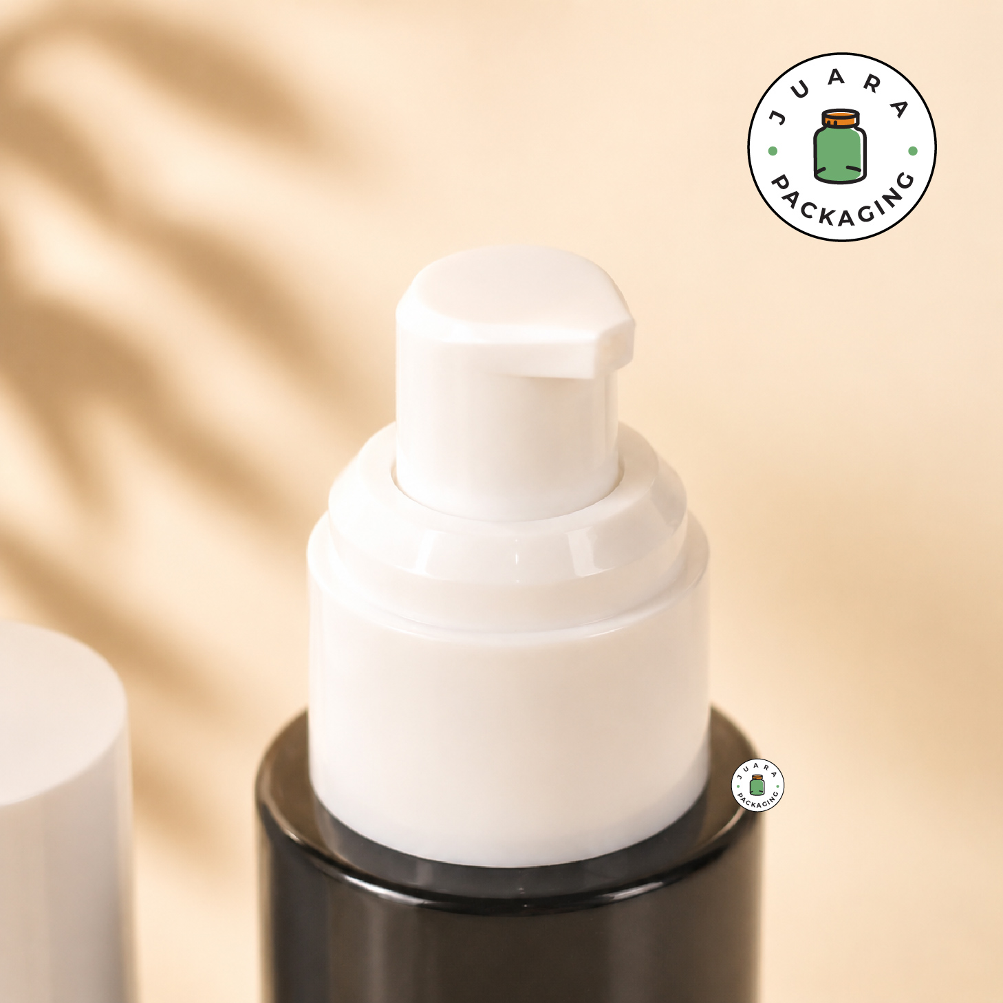 Botol Kaca Hitam Tutup Pump Putih Silinder - 20ml - Image 2