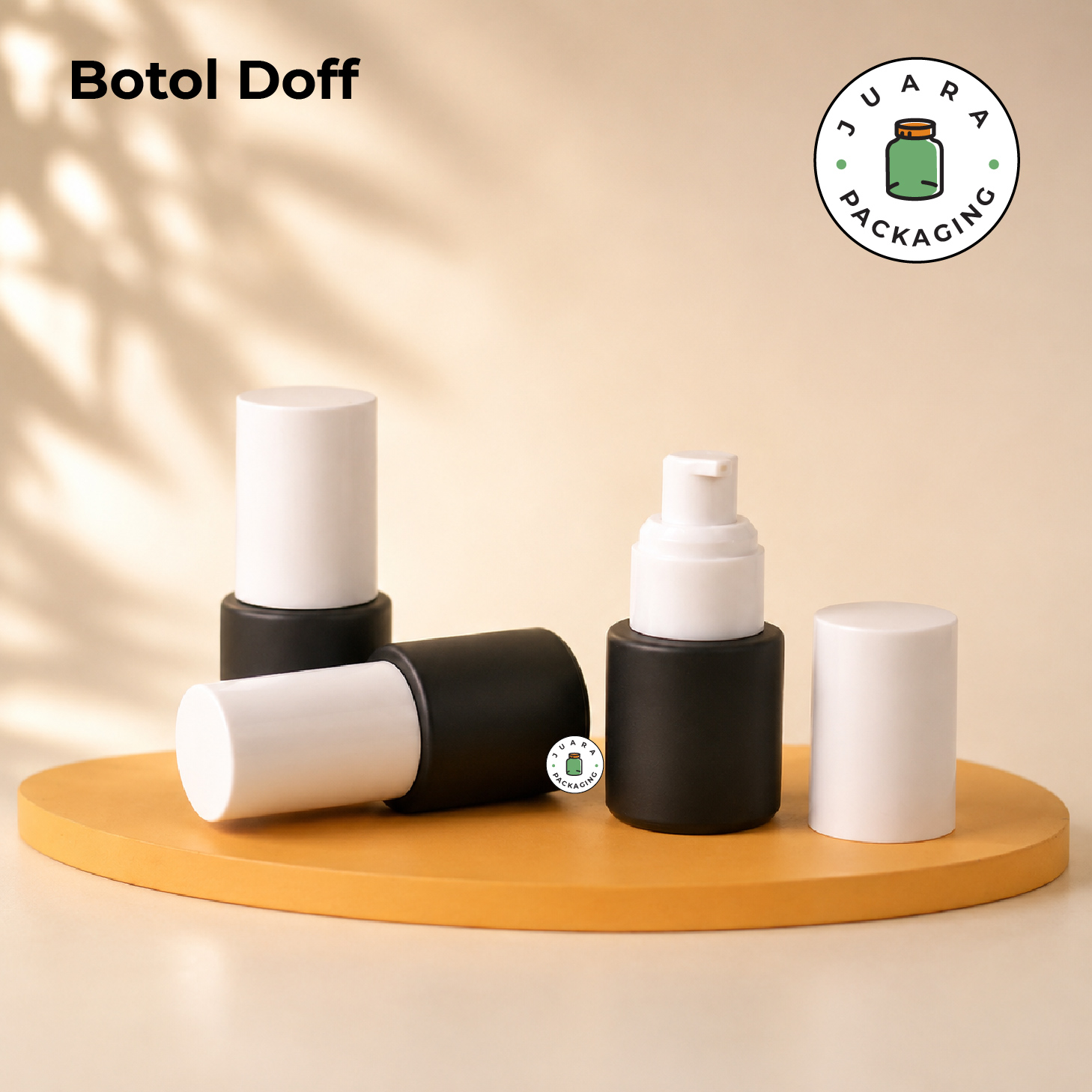 Botol Kaca Hitam Tutup Pump Putih Silinder - 20ml - Image 4