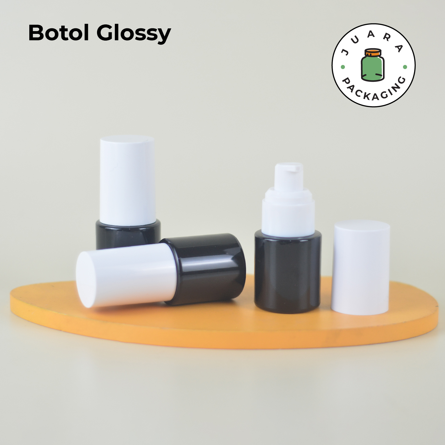 Botol Kaca Hitam Tutup Pump Putih Silinder - 20ml - Image 4