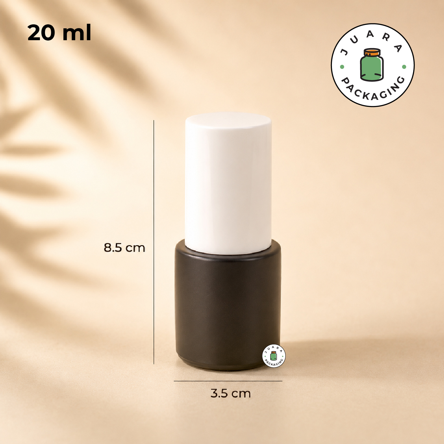 Botol Kaca Hitam Tutup Pump Putih Silinder - 20ml - Image 5