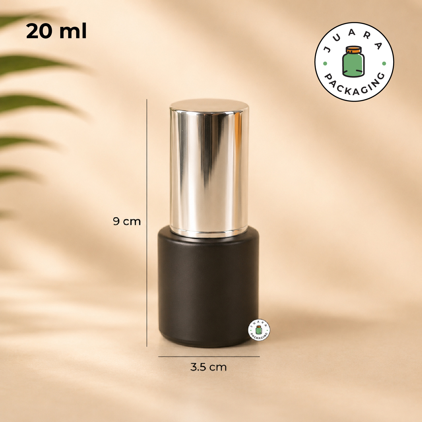 Botol Kaca Hitam Tutup Pump Silver Tutup Silinder - 20ml - Image 4