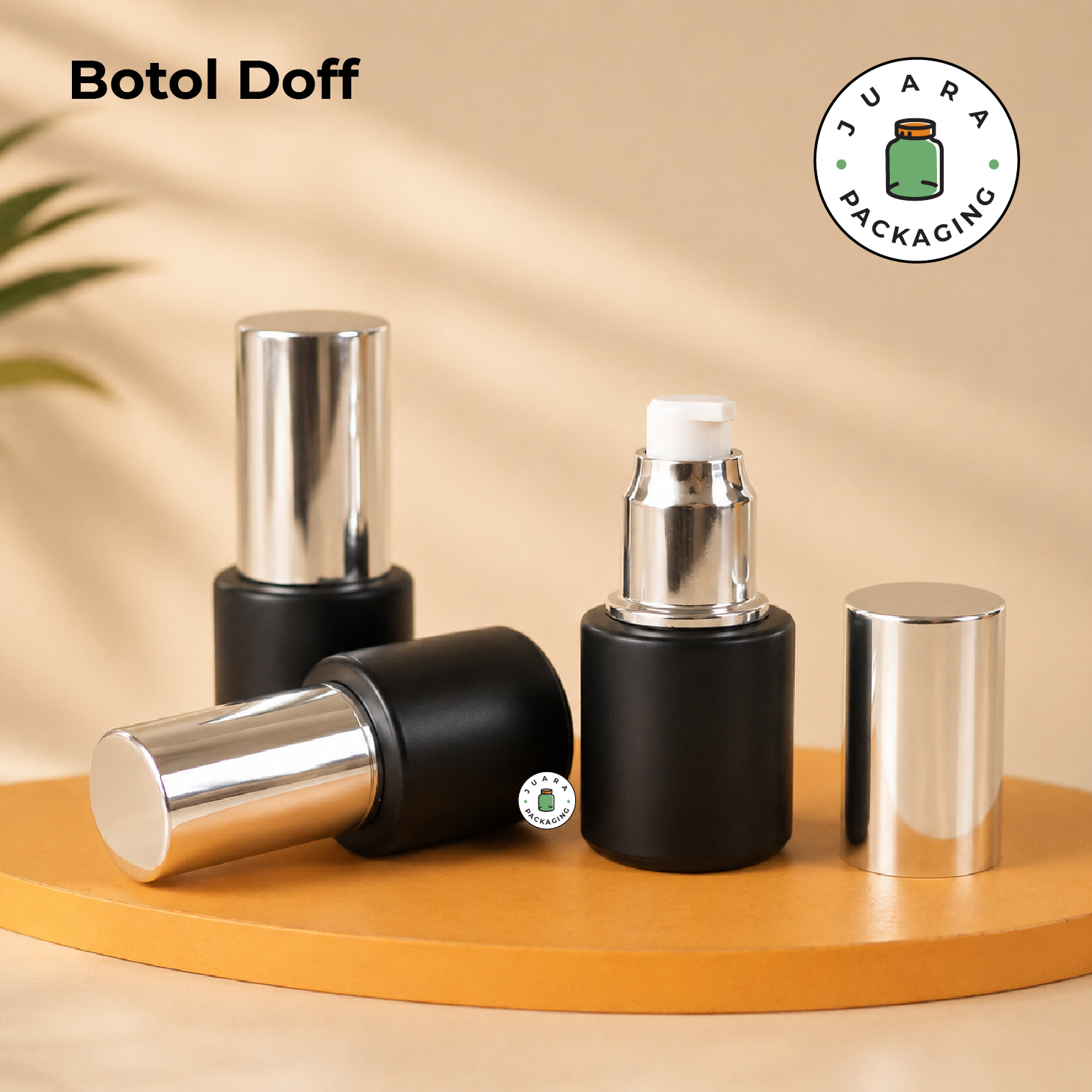 Botol Kaca Hitam Tutup Pump Silver Tutup Silinder - 20ml - Image 6