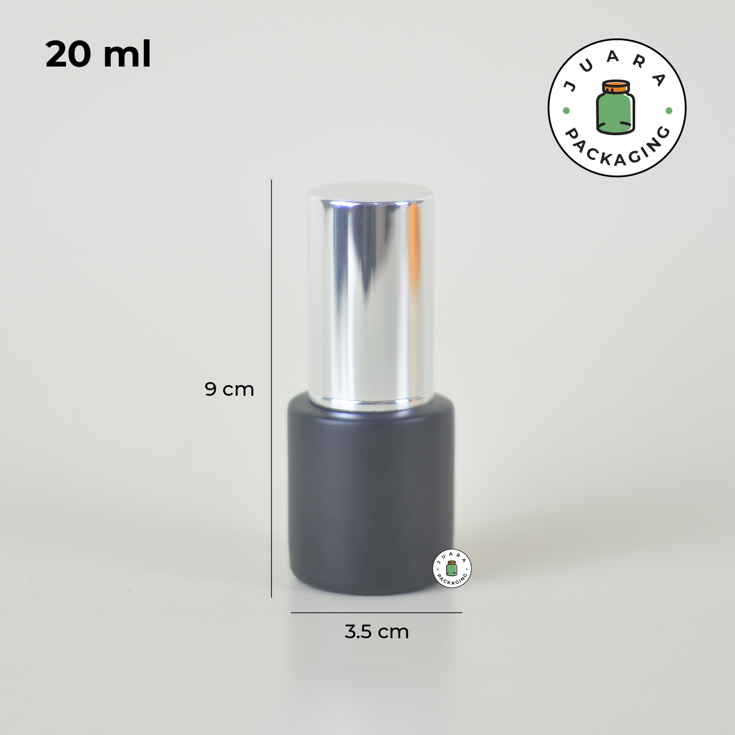 Botol Kaca Hitam Tutup Pump Silver Tutup Silinder - 20ml - Image 6