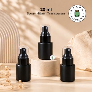 Botol Kaca Hitam Tutup Spray Hitam Transparan - 20ml